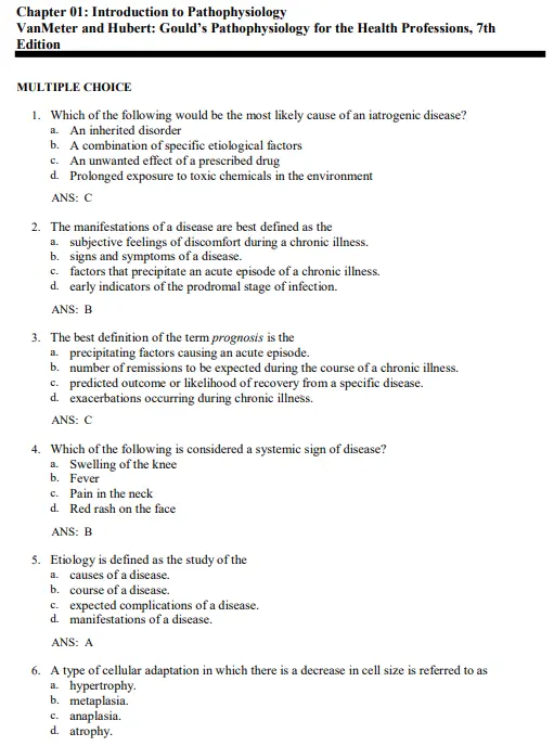 Test Bank For Gould's Pathophysiology For The Health Professions 7th ...